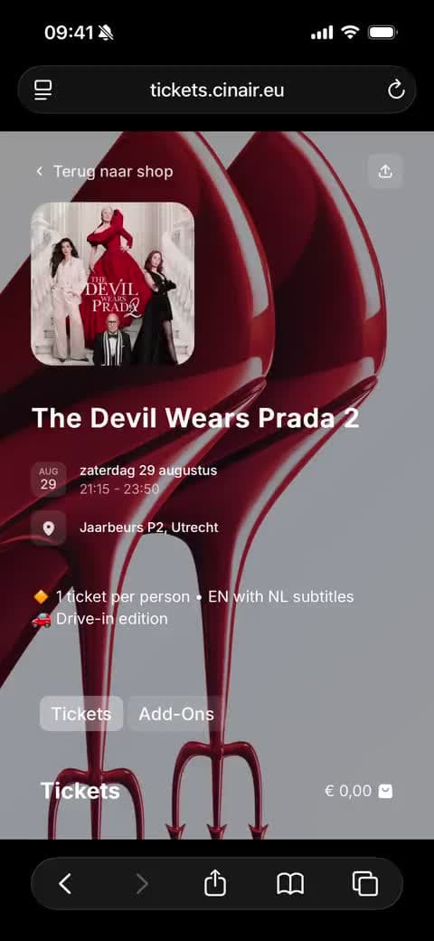 Cinair, ticketshop